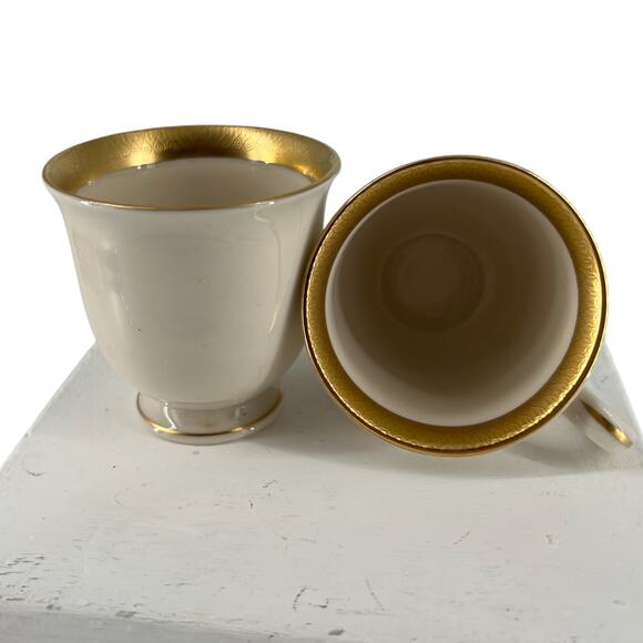 American Manor Shenango Templar Ivory Gold Rim Demitasse Teacups Elegant Vintage - Picture 7 of 15